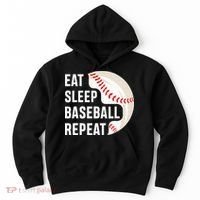 EAT SLEEP BASEBALL REPEAT Baseball Player Hoodie thumb 0