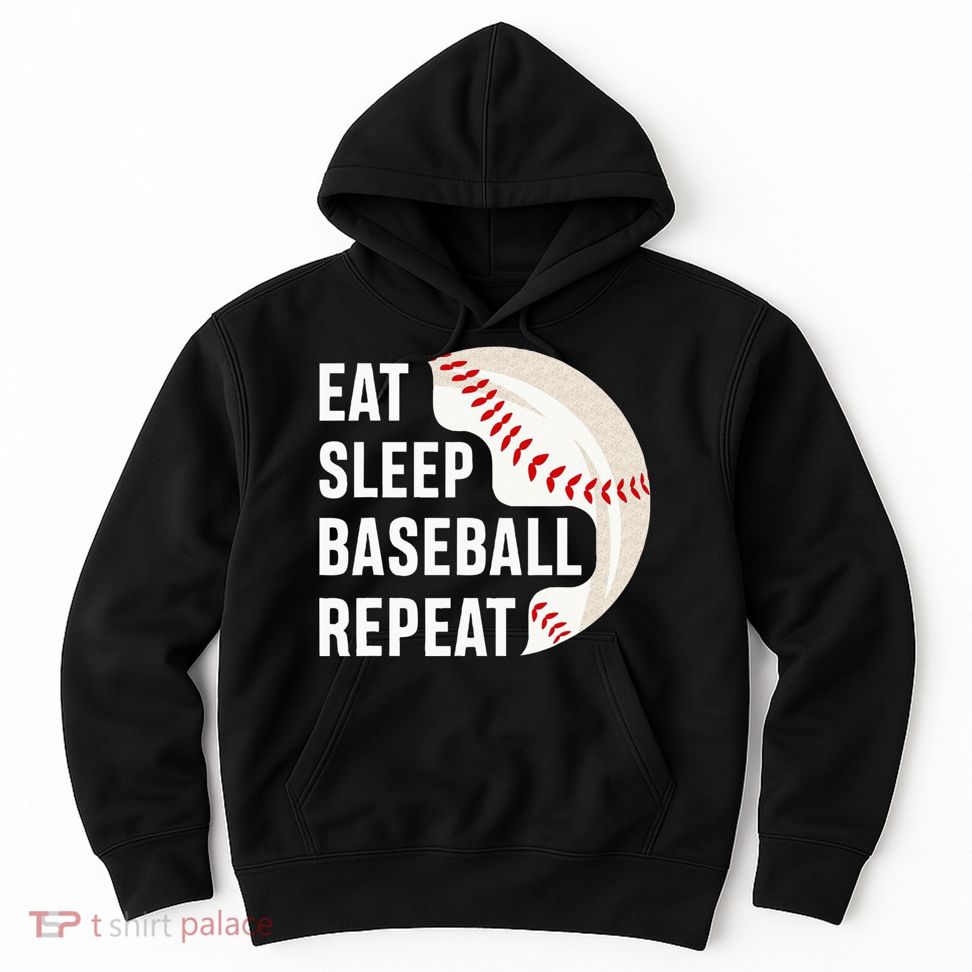EAT SLEEP BASEBALL REPEAT Baseball Player Hoodie