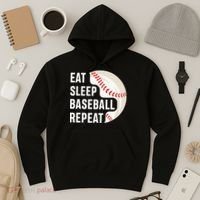 EAT SLEEP BASEBALL REPEAT Baseball Player Hoodie thumb 3