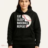 EAT SLEEP BASEBALL REPEAT Baseball Player Hoodie thumb 5