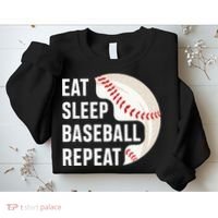 EAT SLEEP BASEBALL REPEAT Baseball Player Sweatshirt thumb 2