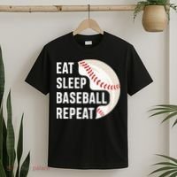 EAT SLEEP BASEBALL REPEAT Baseball Player T-Shirt thumb 2