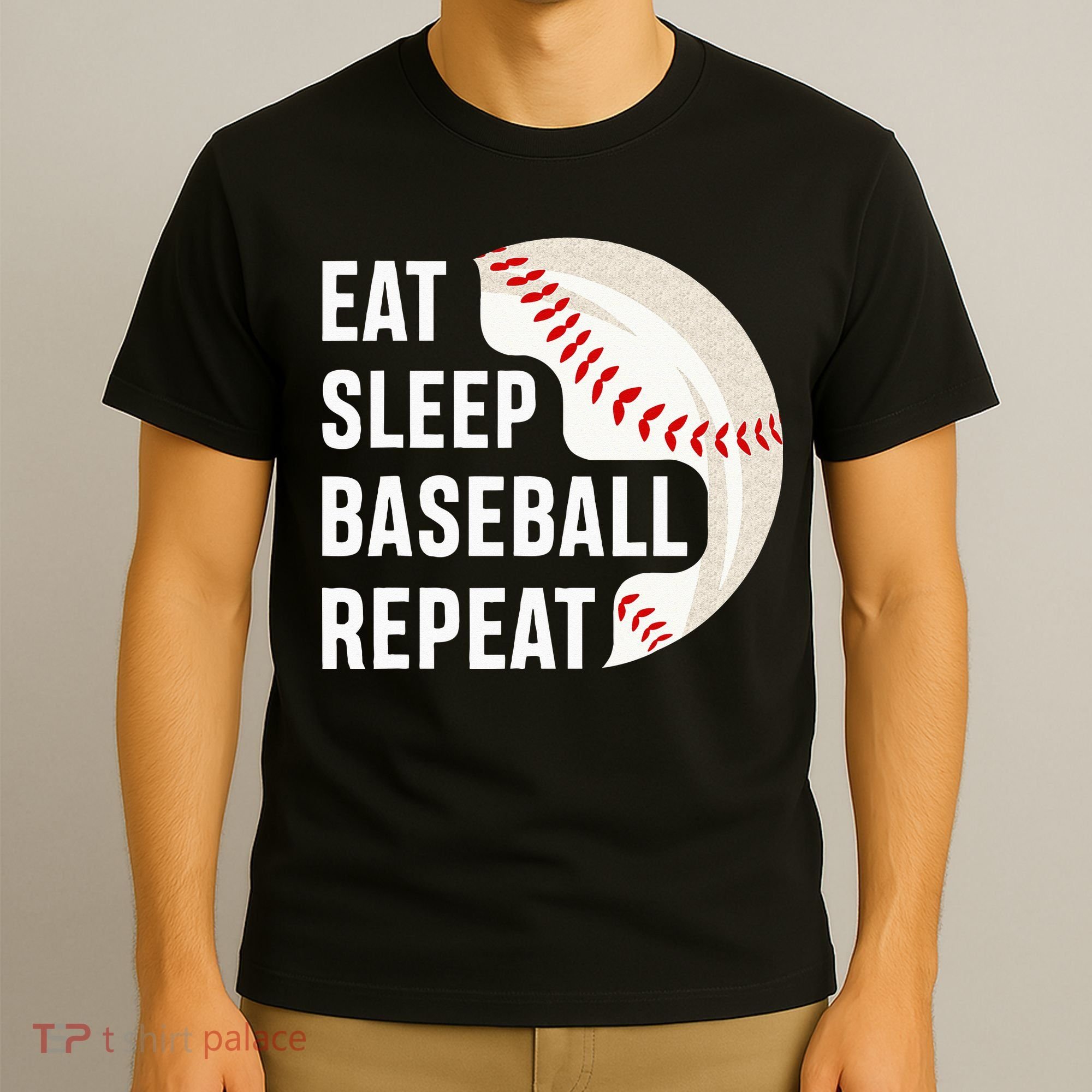 EAT SLEEP BASEBALL REPEAT Baseball Player T-Shirt