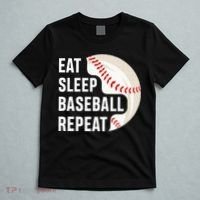 EAT SLEEP BASEBALL REPEAT Baseball Player T-Shirt thumb 5