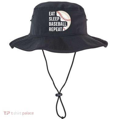 EAT SLEEP BASEBALL REPEAT Baseball Player Bucket Hat