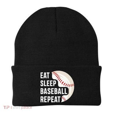 EAT SLEEP BASEBALL REPEAT Baseball Player Beanie