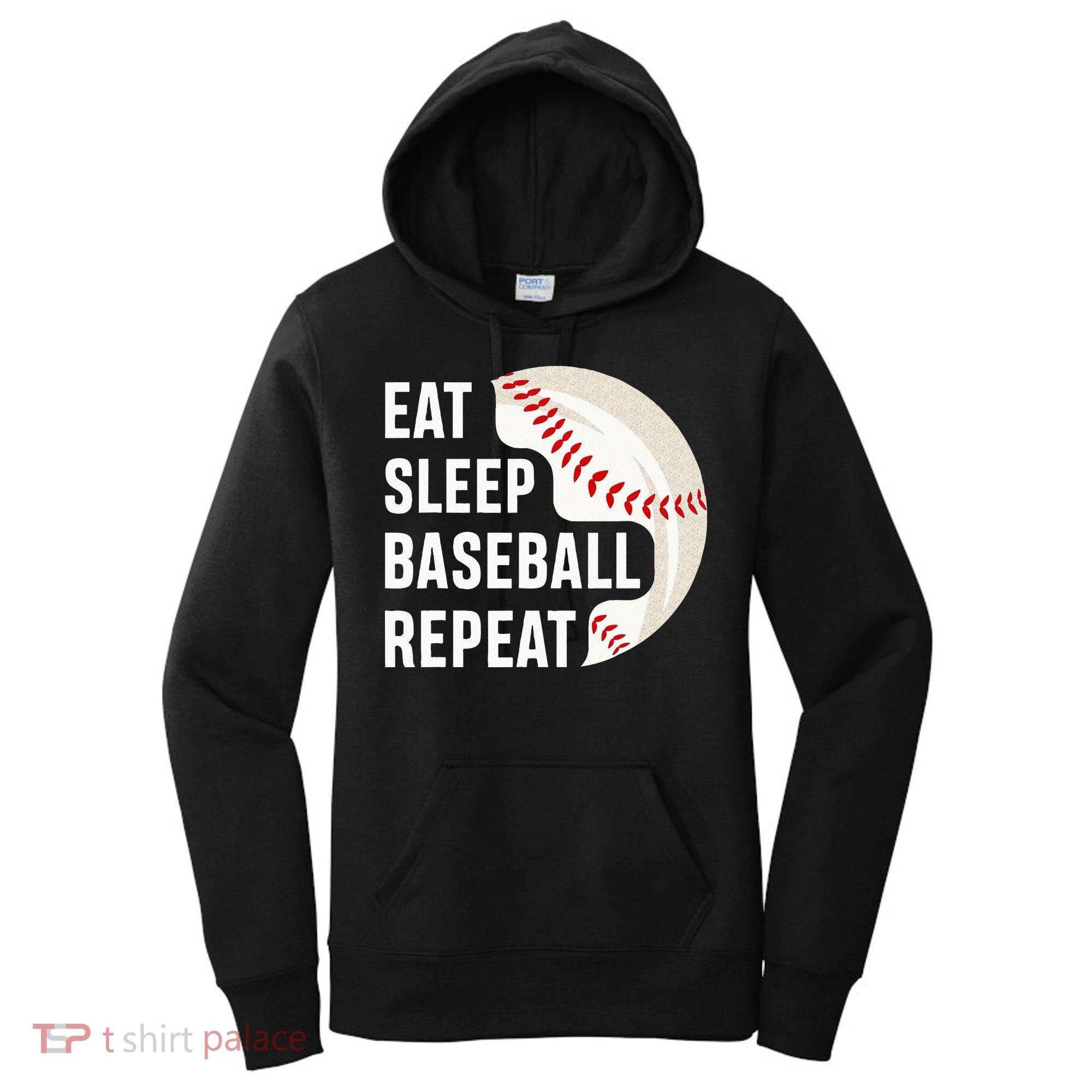 EAT SLEEP BASEBALL REPEAT Baseball Player Women's Hoodie