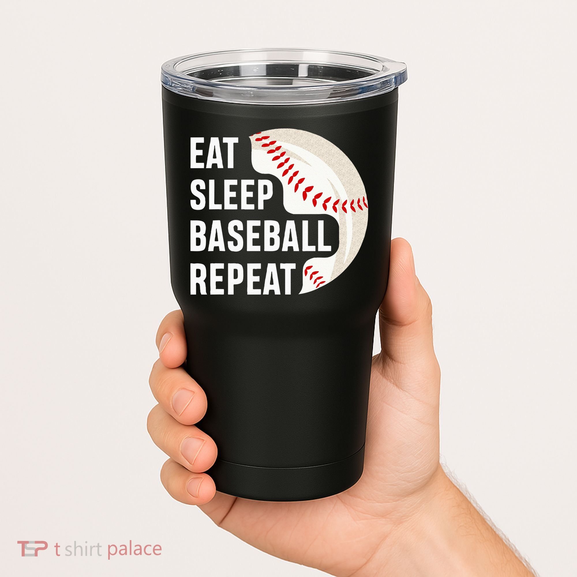 EAT SLEEP BASEBALL REPEAT Baseball Player Tumbler