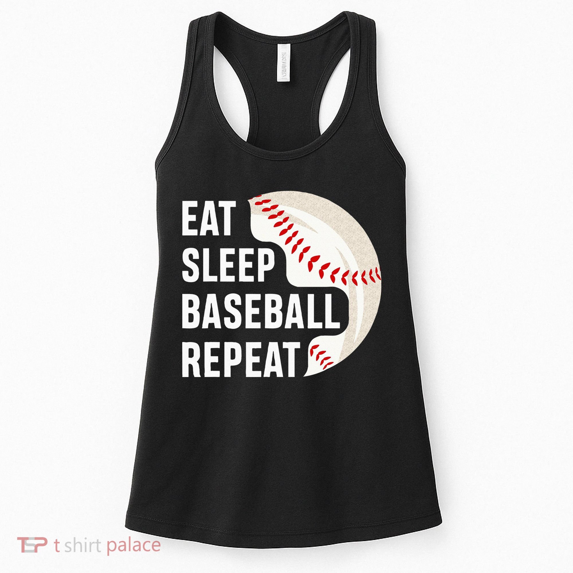 EAT SLEEP BASEBALL REPEAT Baseball Player Women's Tank Top