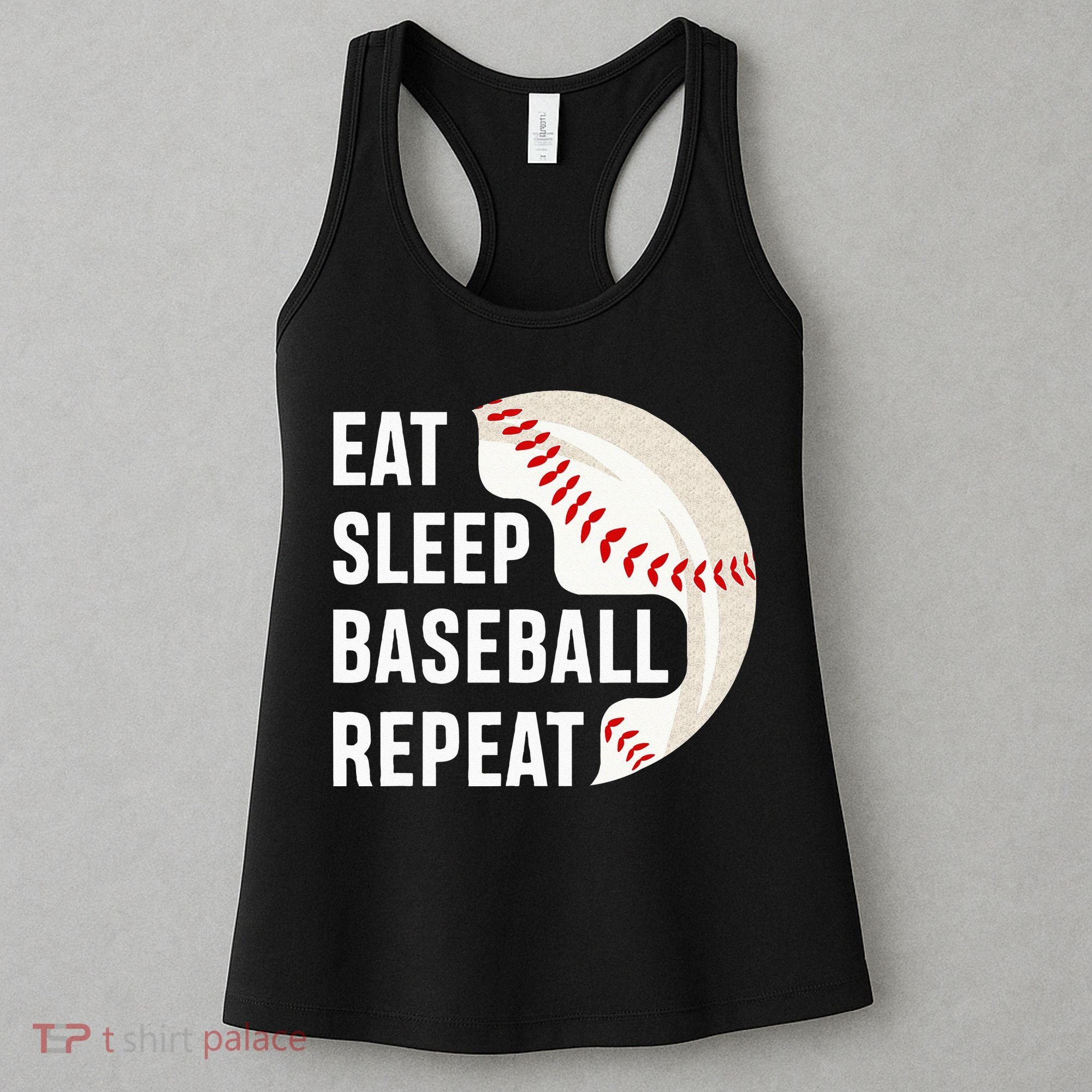 EAT SLEEP BASEBALL REPEAT Baseball Player Women's Tank Top