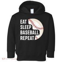 EAT SLEEP BASEBALL REPEAT Baseball Player Toddler Hoodie thumb 0