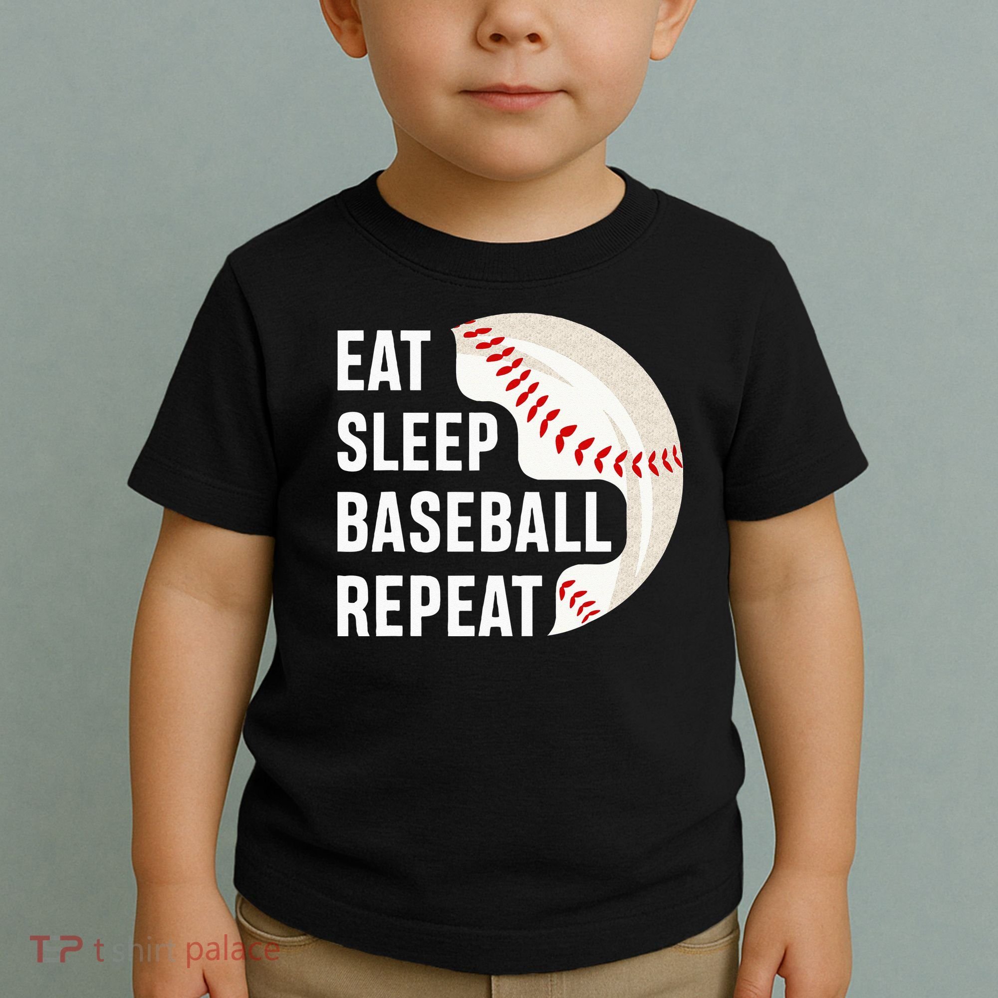 EAT SLEEP BASEBALL REPEAT Baseball Player Toddler T-Shirt