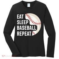 EAT SLEEP BASEBALL REPEAT Baseball Player Women's Long Sleeve Shirt thumb 0