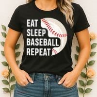 EAT SLEEP BASEBALL REPEAT Baseball Player Women's T-Shirt thumb 2
