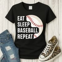 EAT SLEEP BASEBALL REPEAT Baseball Player Women's T-Shirt thumb 3