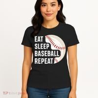 EAT SLEEP BASEBALL REPEAT Baseball Player Women's T-Shirt thumb 4