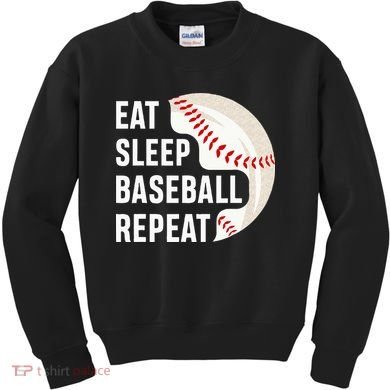 EAT SLEEP BASEBALL REPEAT Baseball Player Kids Sweatshirt