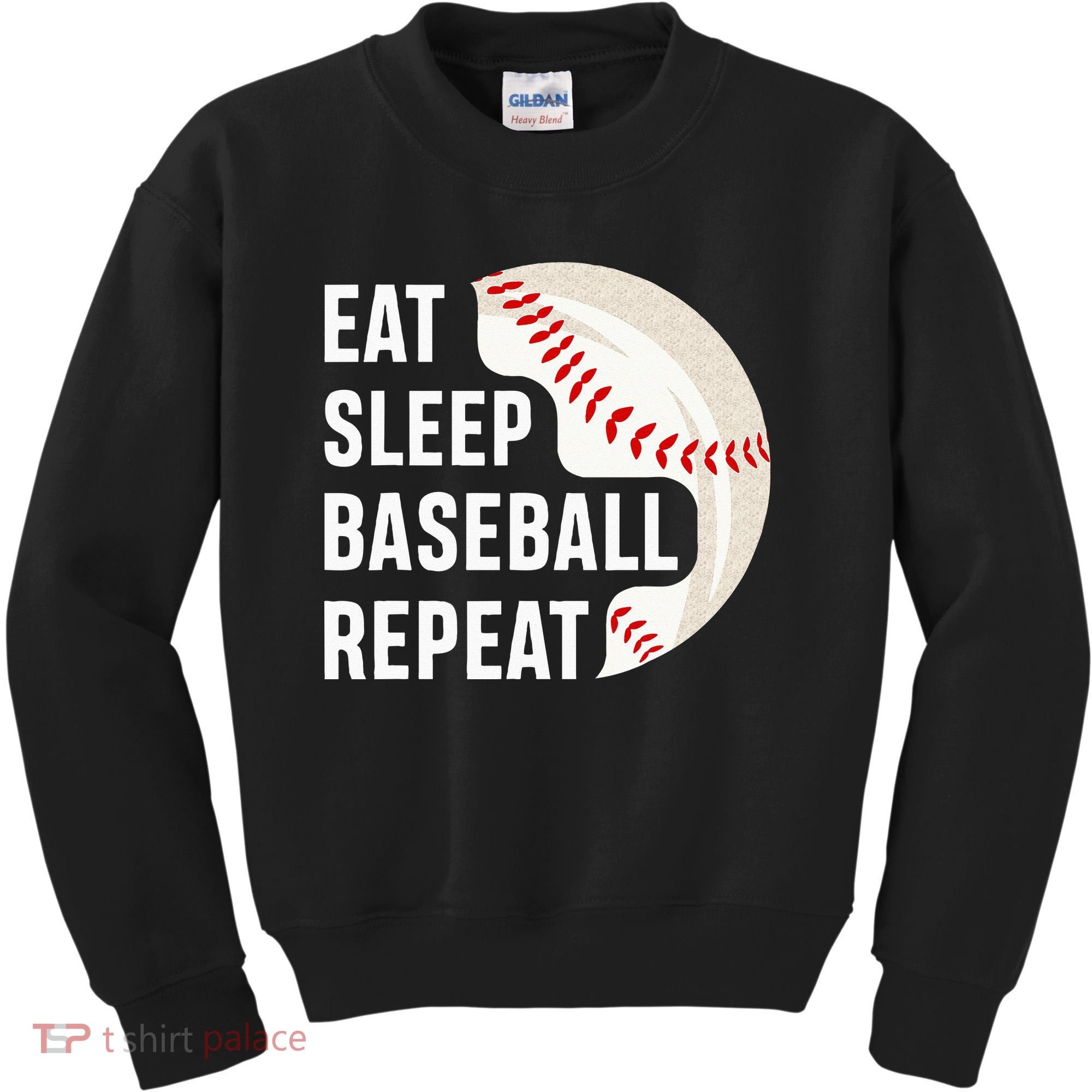 EAT SLEEP BASEBALL REPEAT Baseball Player Kids Sweatshirt
