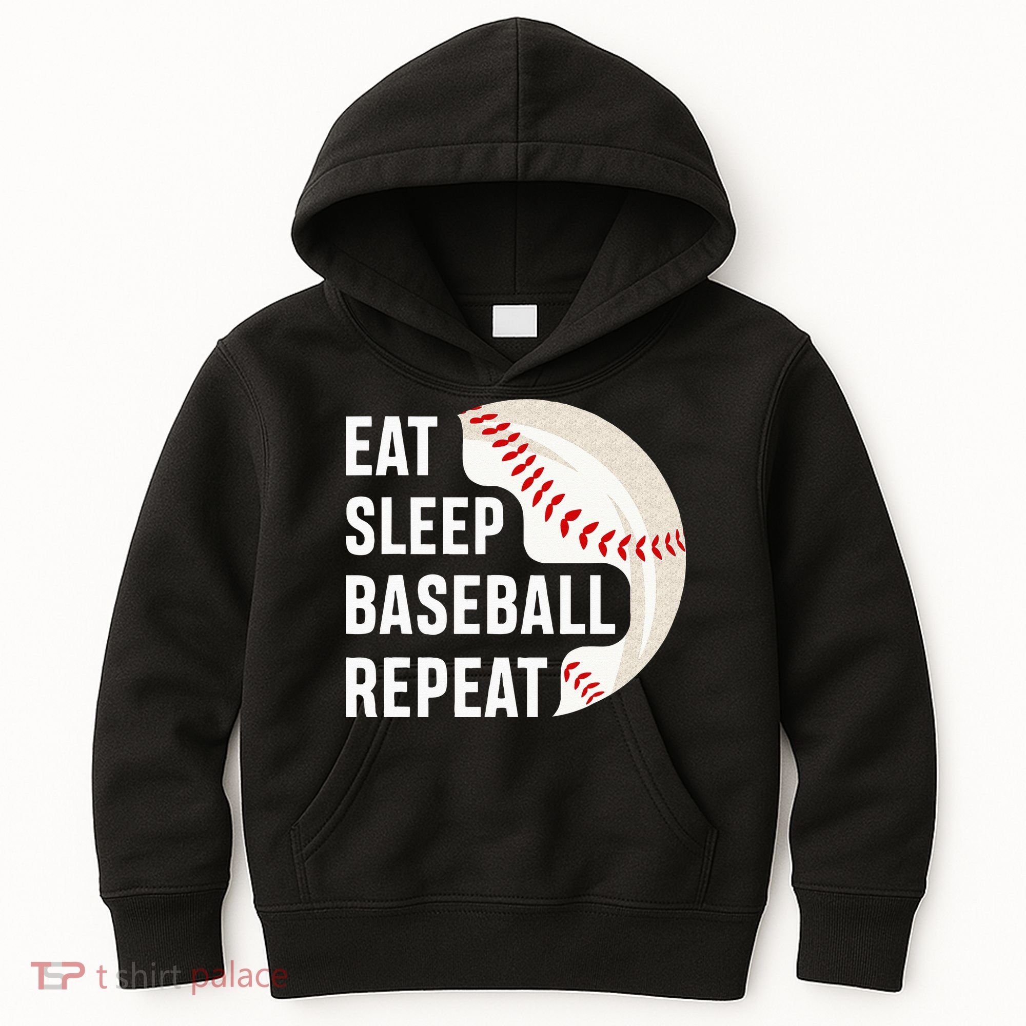 EAT SLEEP BASEBALL REPEAT Baseball Player Kids Hoodie