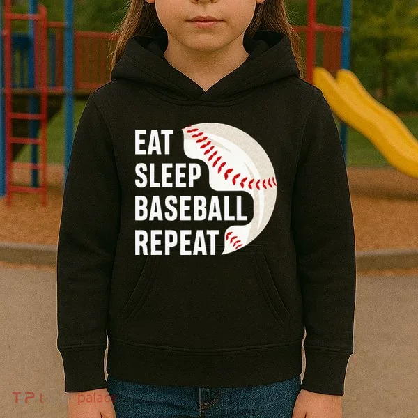 EAT SLEEP BASEBALL REPEAT Baseball Player Kids Hoodie