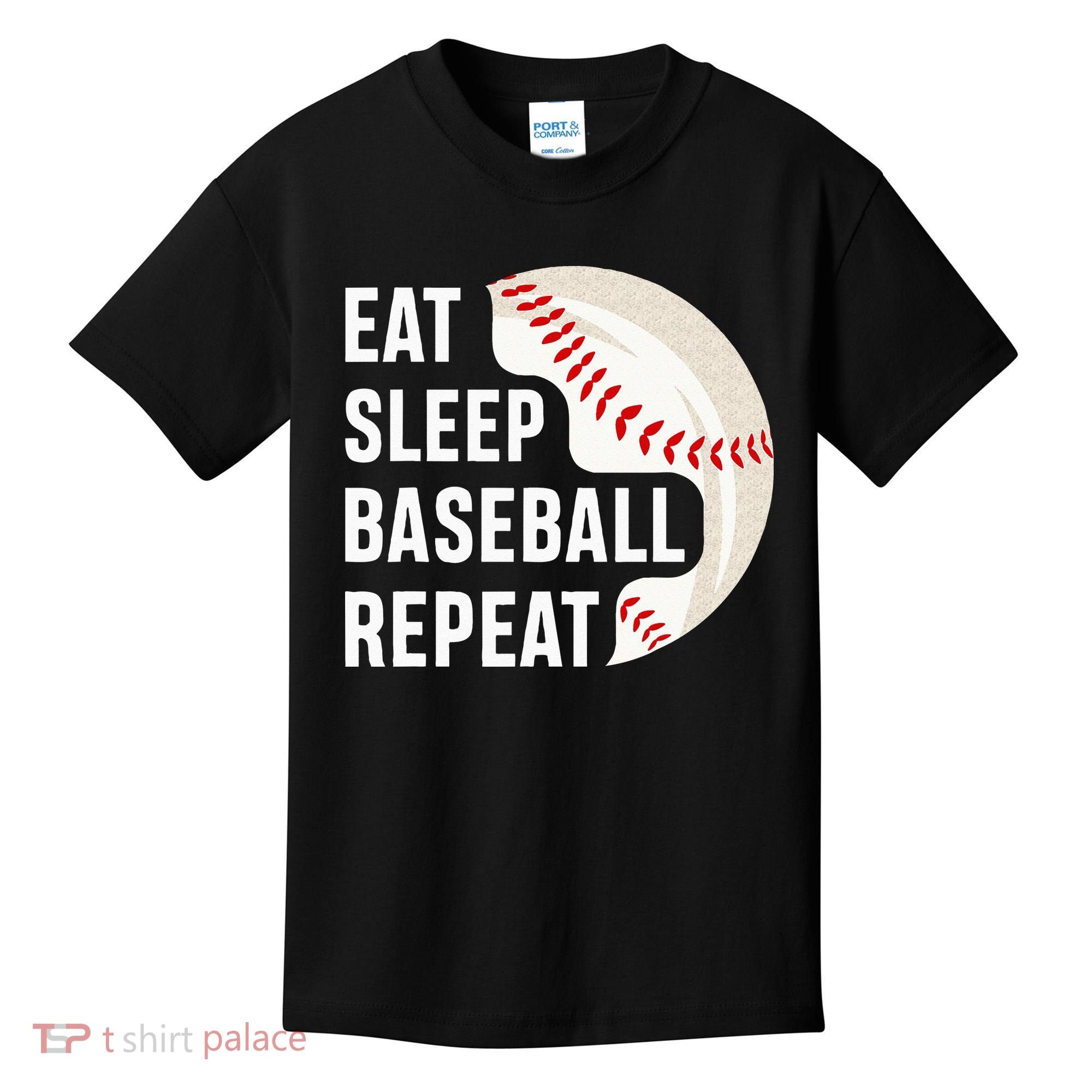 EAT SLEEP BASEBALL REPEAT Baseball Player Kids T-Shirt