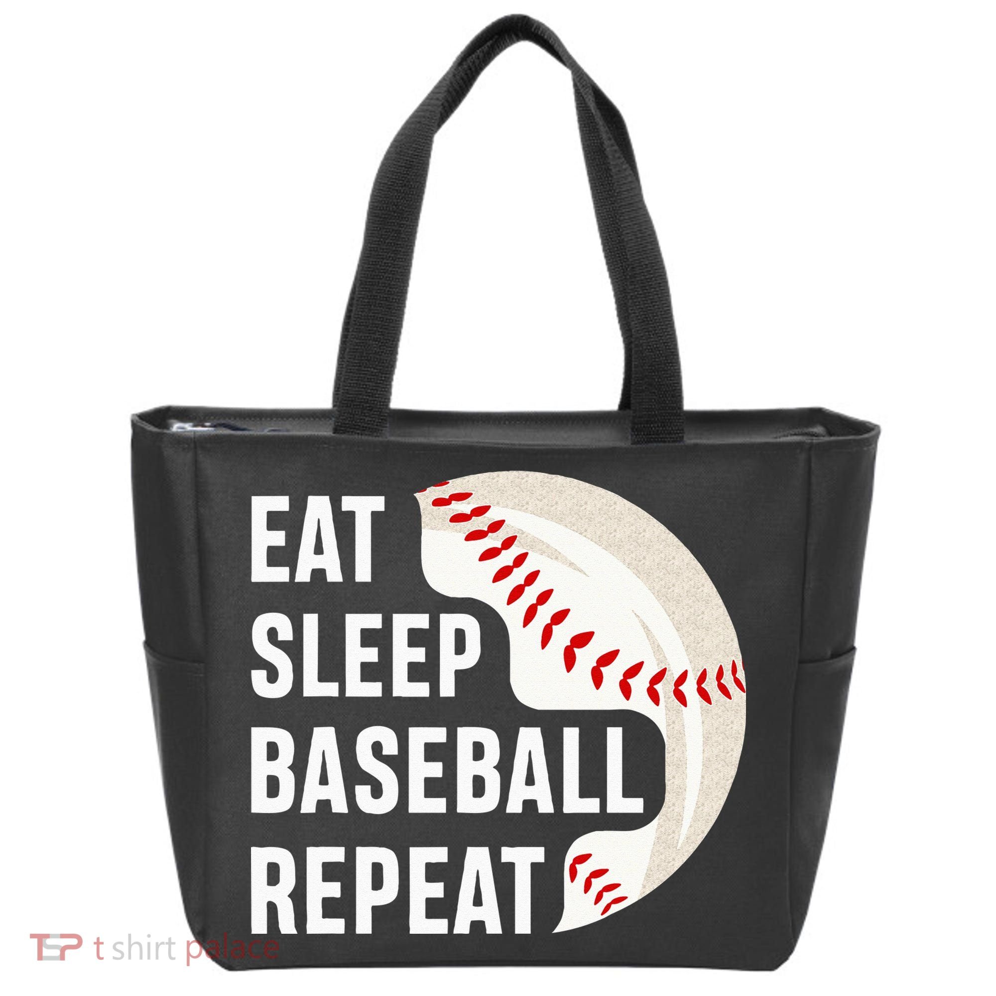 EAT SLEEP BASEBALL REPEAT Baseball Player Tote Bag