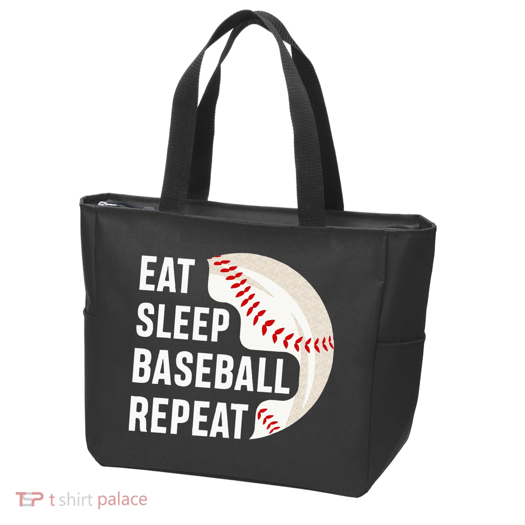 EAT SLEEP BASEBALL REPEAT Baseball Player Tote Bag