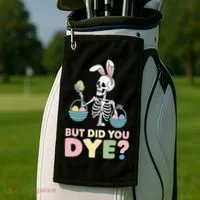Easter Skeleton Bunny But Did You Dye Funny Spring Egg Golf Towel thumb 2
