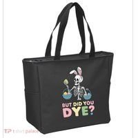 Easter Skeleton Bunny But Did You Dye Funny Spring Egg Tote Bag thumb 2