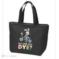 Easter Skeleton Bunny But Did You Dye Funny Spring Egg Tote Bag thumb 3