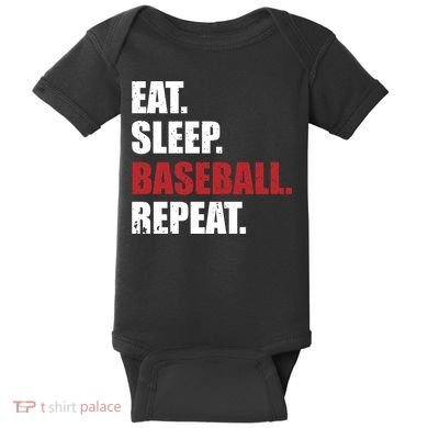 Eat Sleep Baseball Repeat Hoodie Baby Bodysuit