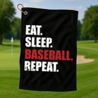 Eat Sleep Baseball Repeat Hoodie Golf Towel thumb 1