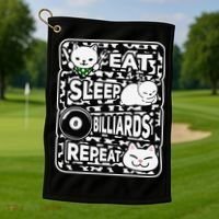 Eat Sleep Billiards Repeat Billiards Lover Outfit Golf Towel thumb 1