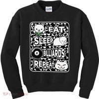 Eat Sleep Billiards Repeat Billiards Lover Outfit Kids Sweatshirt thumb 0