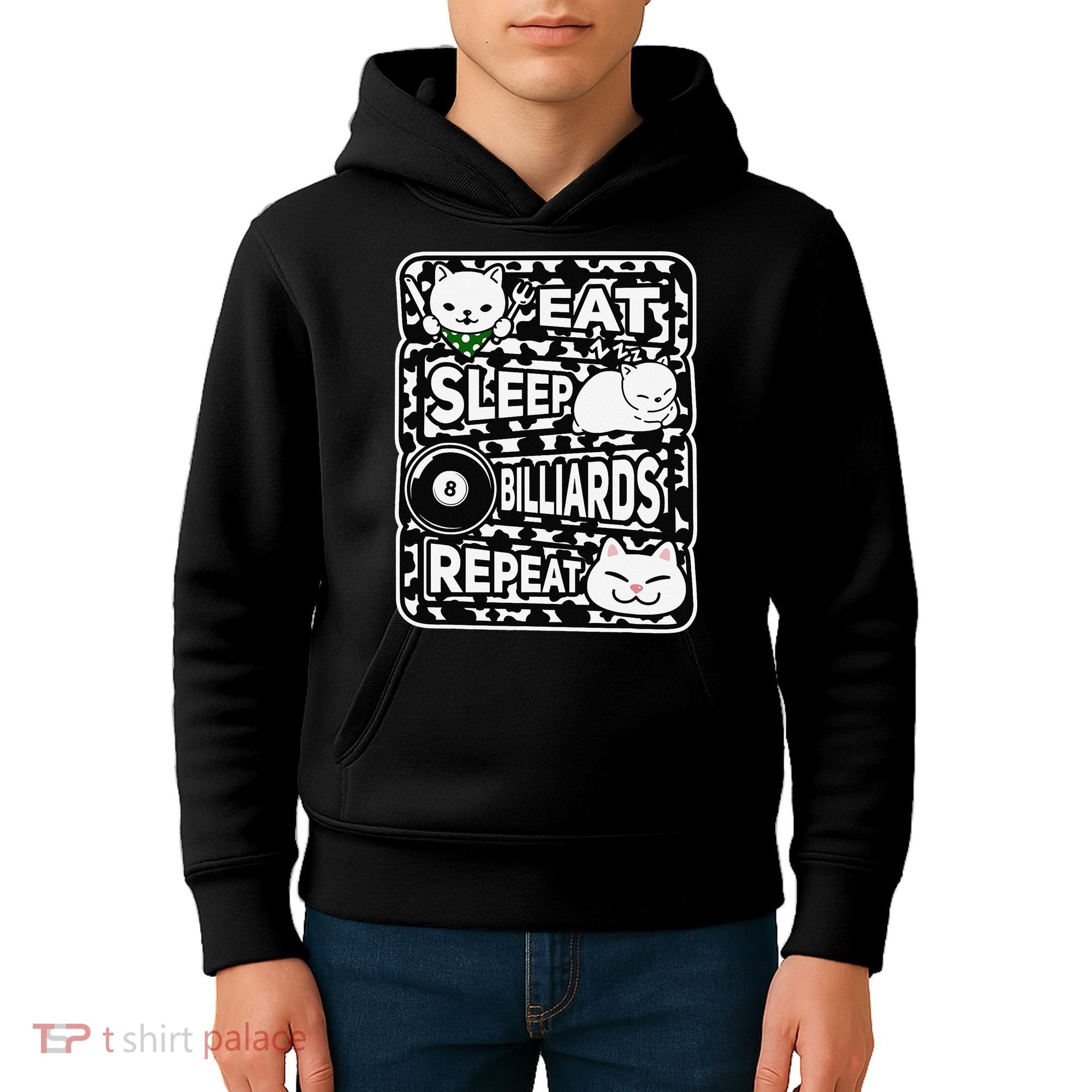 Eat Sleep Billiards Repeat Billiards Lover Outfit Kids Hoodie