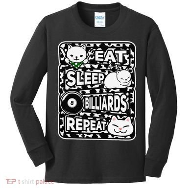 Eat Sleep Billiards Repeat Billiards Lover Outfit Kids Long Sleeve Shirt