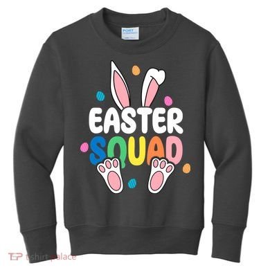 Easter Squad Bunny Holiday Colorful Kids Sweatshirt