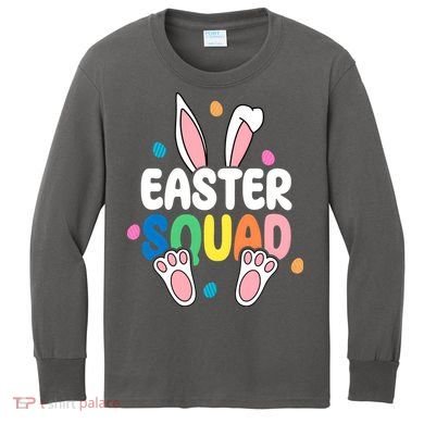 Easter Squad Bunny Holiday Colorful Kids Long Sleeve Shirt