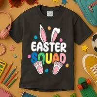 Easter Squad Bunny Holiday Colorful Kids T-Shirt thumb 3