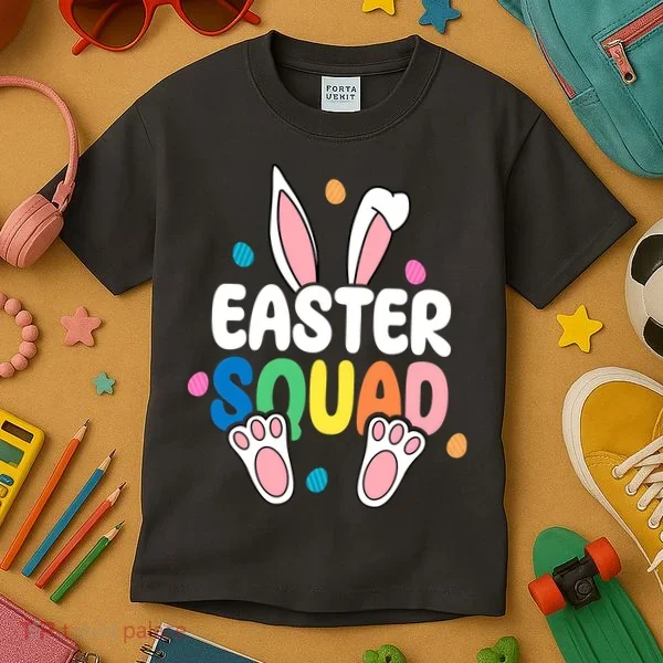 Easter Squad Bunny Holiday Colorful Kids T-Shirt
