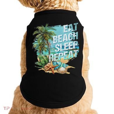 Eat Sleep Beach Repeat Summer Vacation Tropical Beach Design Doggie Tank
