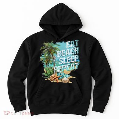 Eat Sleep Beach Repeat Summer Vacation Tropical Beach Design Hoodie