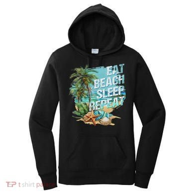 Eat Sleep Beach Repeat Summer Vacation Tropical Beach Design Women's Hoodie