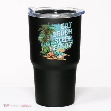 Eat Sleep Beach Repeat Summer Vacation Tropical Beach Design Tumbler