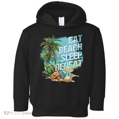 Eat Sleep Beach Repeat Summer Vacation Tropical Beach Design Toddler Hoodie