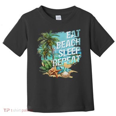 Eat Sleep Beach Repeat Summer Vacation Tropical Beach Design Toddler T-Shirt