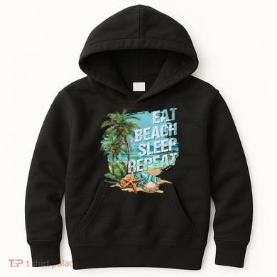 Eat Sleep Beach Repeat Summer Vacation Tropical Beach Design Kids Hoodie
