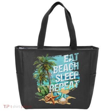Eat Sleep Beach Repeat Summer Vacation Tropical Beach Design Tote Bag