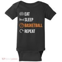 Eat Sleep Basketball Repeat | Basketball Baby Bodysuit thumb 0