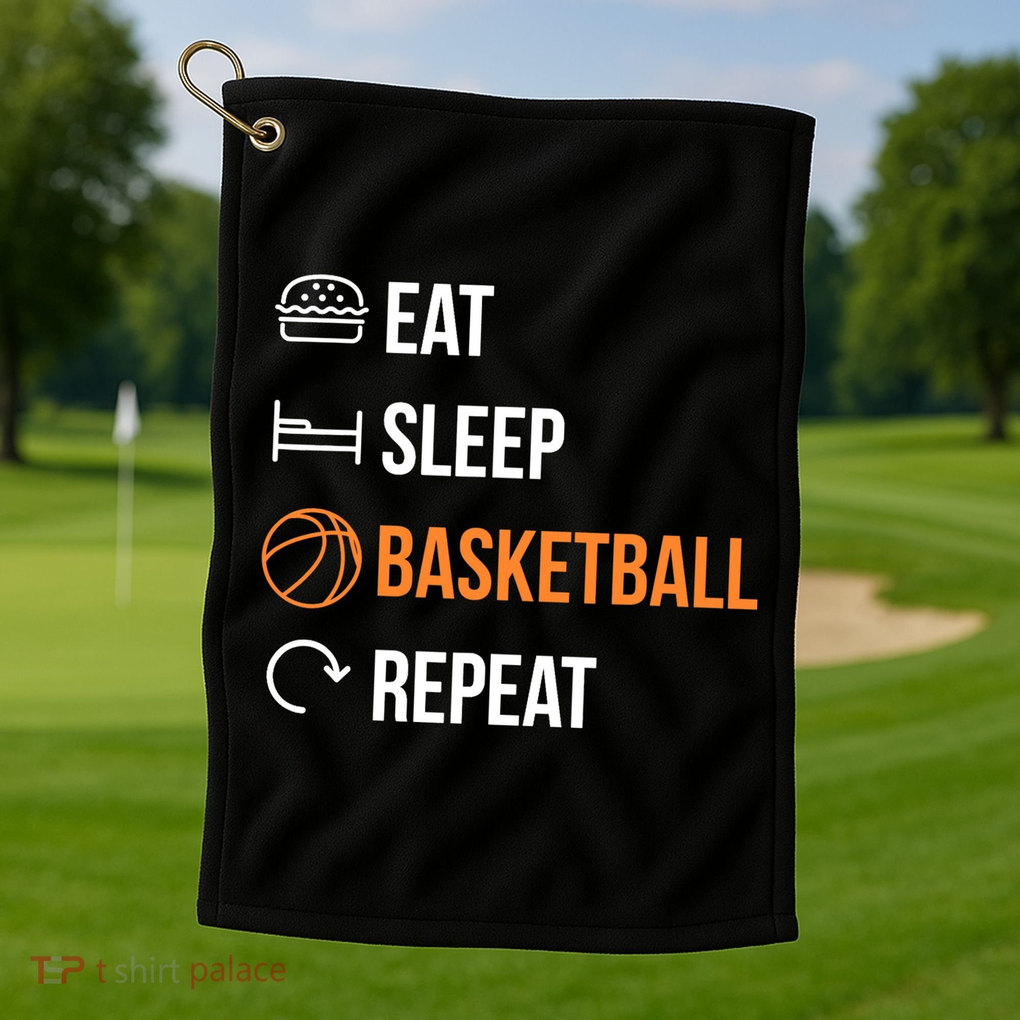 Eat Sleep Basketball Repeat | Basketball Golf Towel